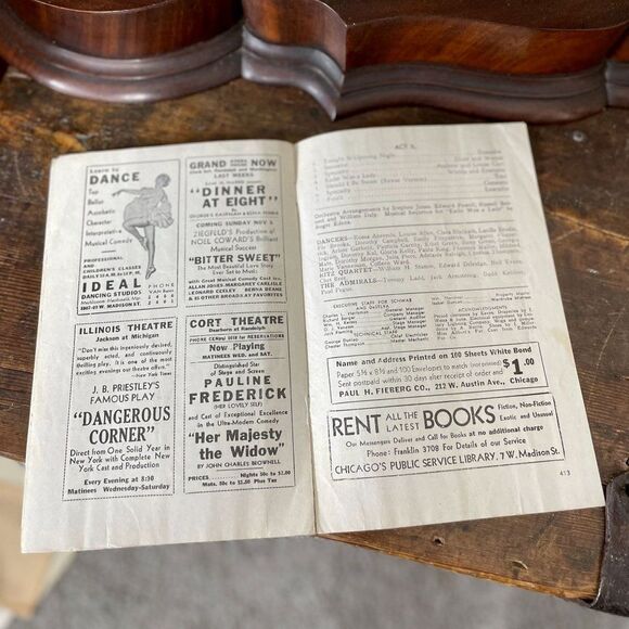 Vintage The Playbill of Chicago Theaters Erlanger Take a Chance Program Antique - Picture 2 of 5